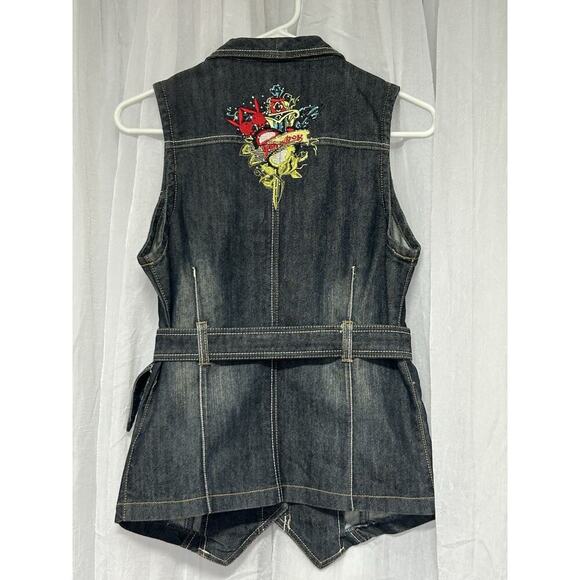 Playboy Y2K Denim Vest Deadstock Embroidered Rhinestone Size Small Jean 2007 - Picture 8 of 10